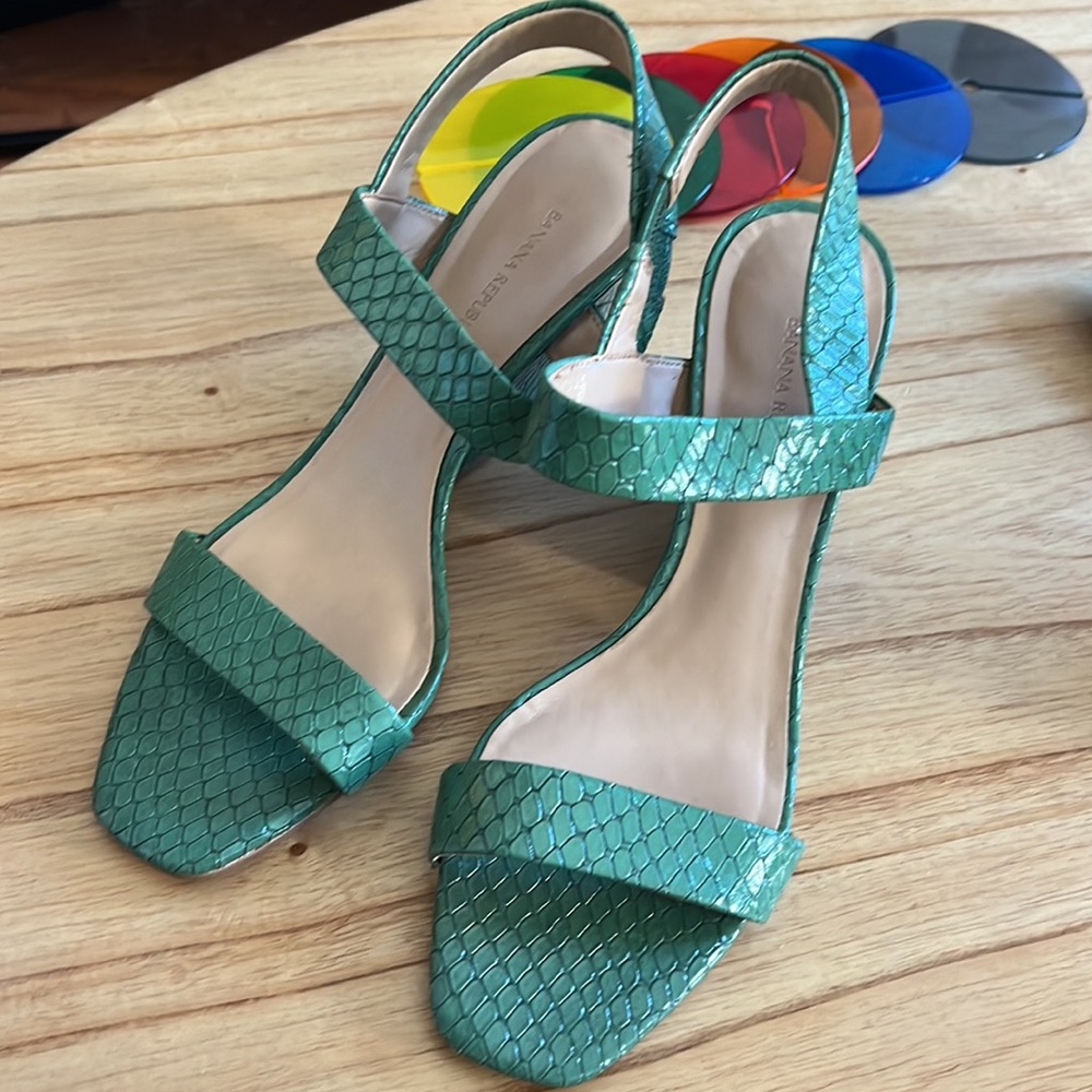Green Snake skin heels